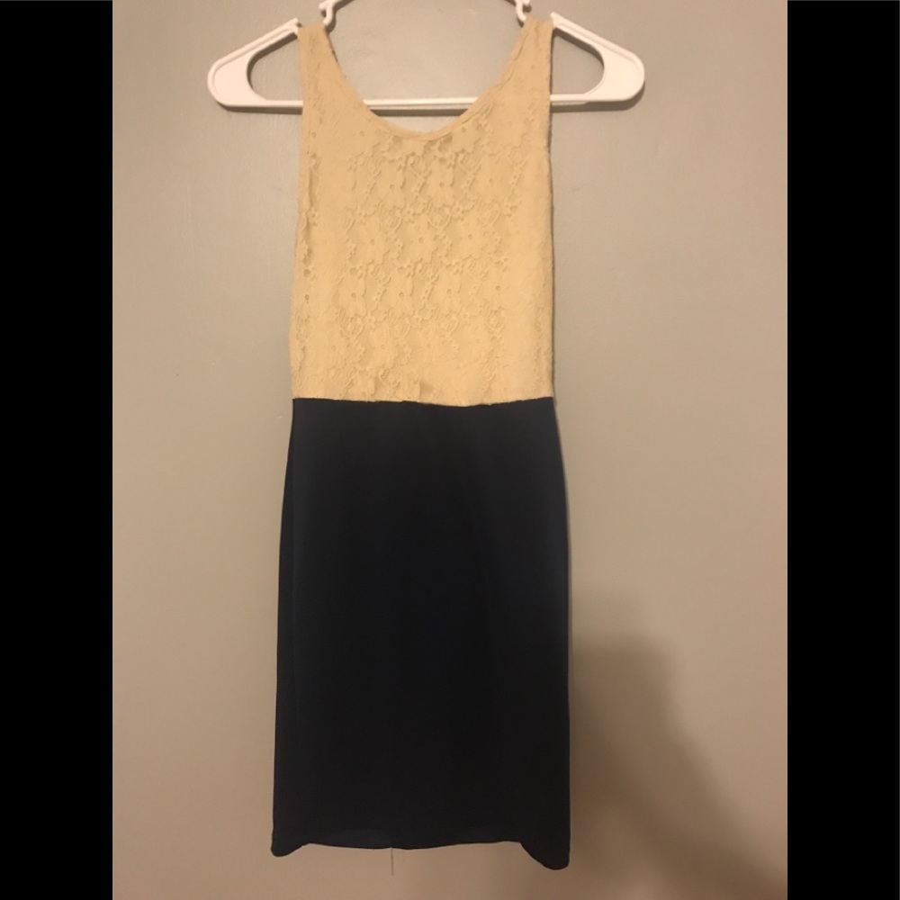 Beige lace high low tank